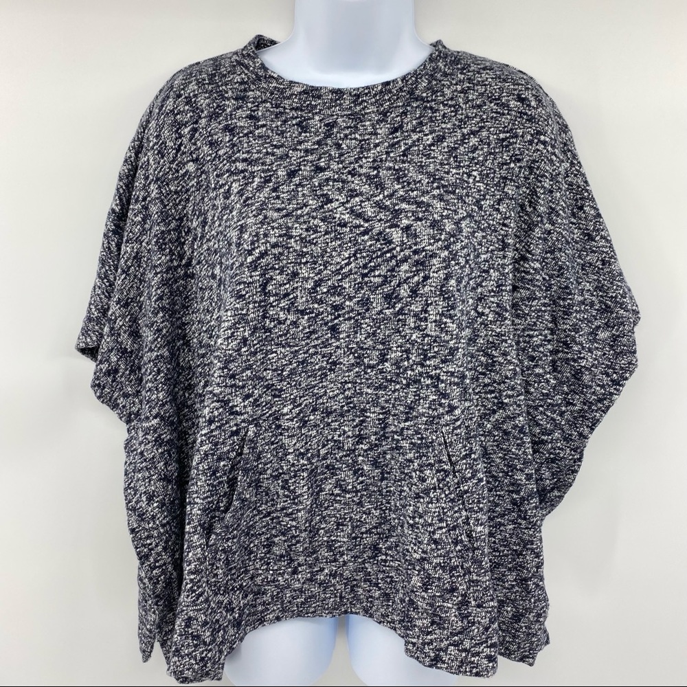 Lou & Grey for Loft Heathered Sweatshirt Poncho - XS / Small Oversized